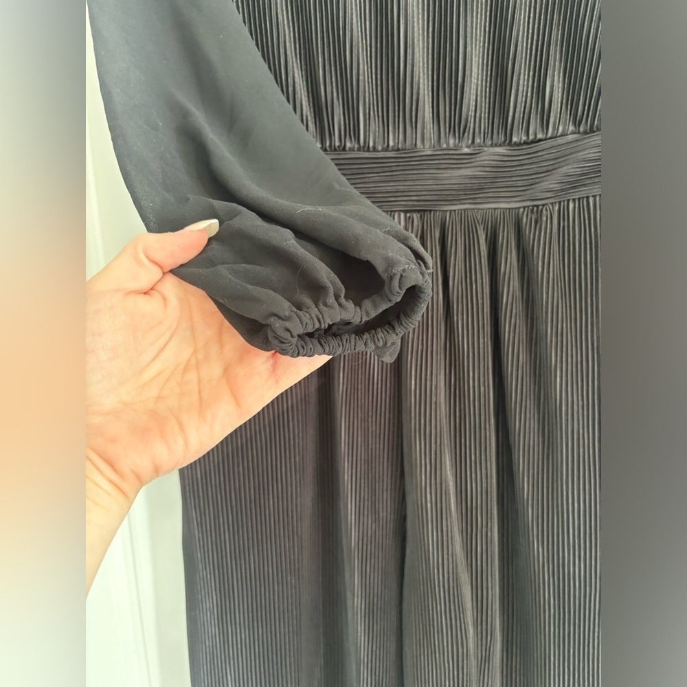 Cato Plisse Jumpsuit Wide Leg Plisse Sheer High Neck Midnight Black Size… - Picture 6 of 12